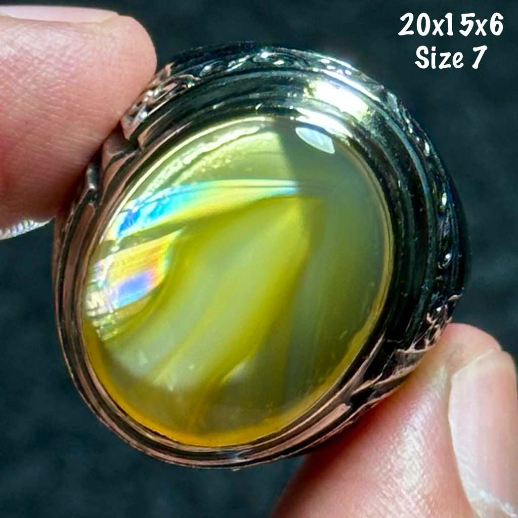 Cincin Batu Akik Natural Iris Junder Pelangi Kristal (asli alam)