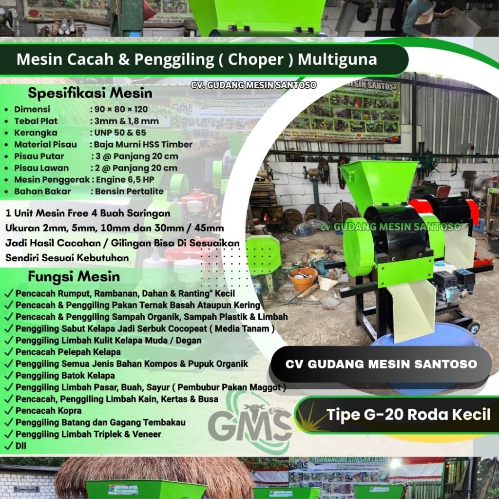 Mesin Choper Pencacah dan Penggiling kompos organik, pupuk, penggiling Sampah, Limbah, pembubur Paka