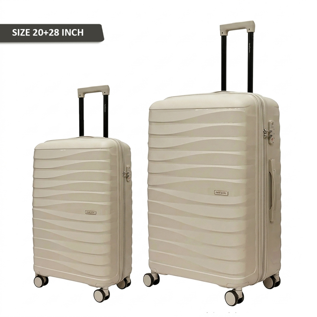 Real Polo Torres Koper Hardcase PP - 4 Roda Putar Expandable - Size 20+28 Inch