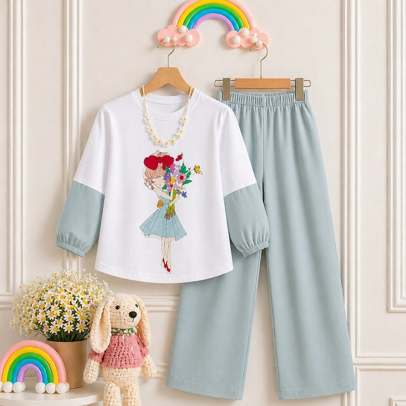Baju anak perempuan clana cargo terbaru -peri crinckle airflow.setelan anak prempuan