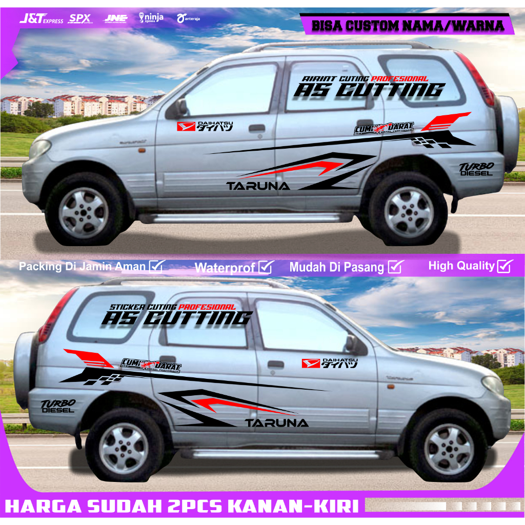 CUTTING STIKER TERLARIS MOBIL TARUNA STIKER LEM KUAT UNTUK BODY SAMPING CUMI DARAT