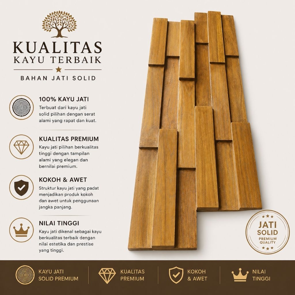 Wallpaper dinding interior rumah / Wall panel / Wood panel kayu jati / Wallpaper dinding kayu jati