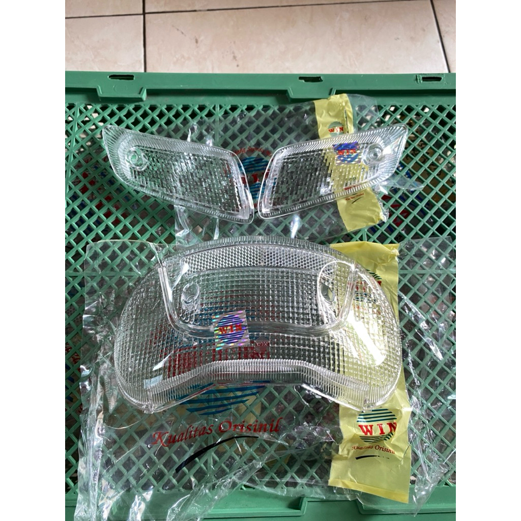 Mika stoplamp lampu depan belakang sein sen bening cekung satria 2 tak lumba petak kotak jumbo