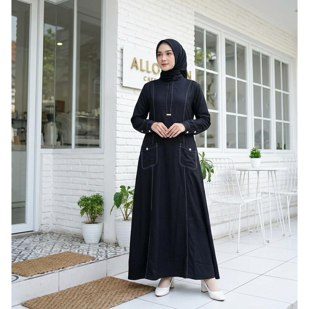gamis rayon tWill polos model hikmat by shafana