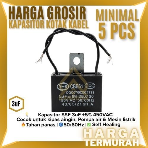 GROSIR KAPASITOR KOTAK KABEL 3 UF | KAPASITOR FAN | 3 UF | KAPASITOR KOTAK KIPAS ANGIN | KAPASITOR K
