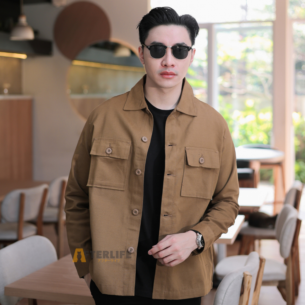 AFTRL Jacket Pria Camel Trucker Canvas Jacket Polos