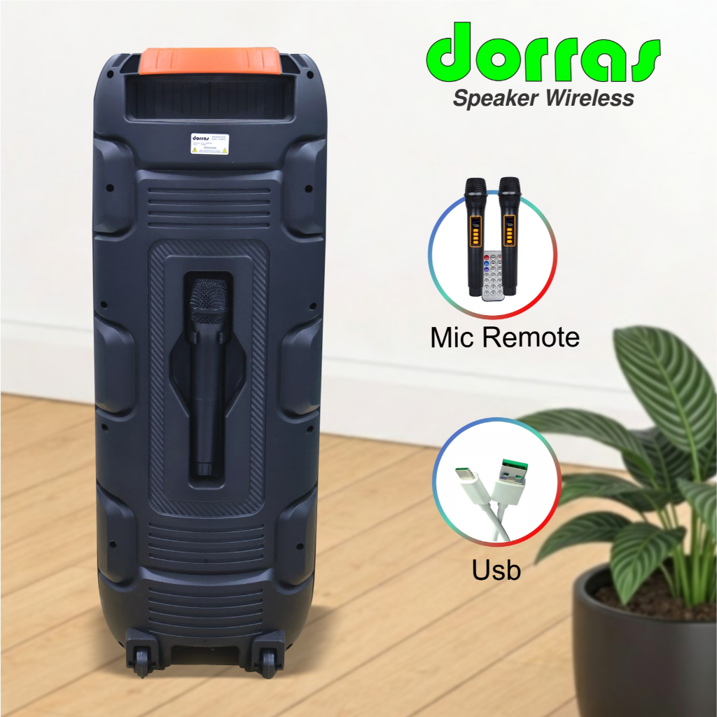 DORRAS Speaker Wireless 8.5 Inch X3 DS888 TS Bluetooth Super Bass 50 Watt 3600mAh Free Mic Remote Ch