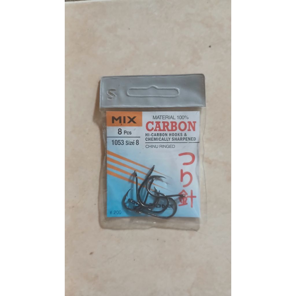 Kail Pancing MIX 1053 Size 8 – Carbon Hook Chinu Ringed (8 Pcs)