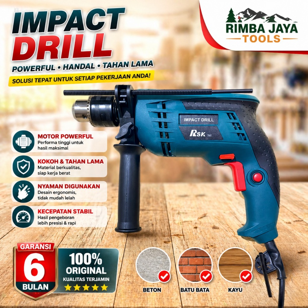 RSK Bor Beton Tembok 16mm Impact Drill 2mode Bor Listrik 13 mm Model Bosch