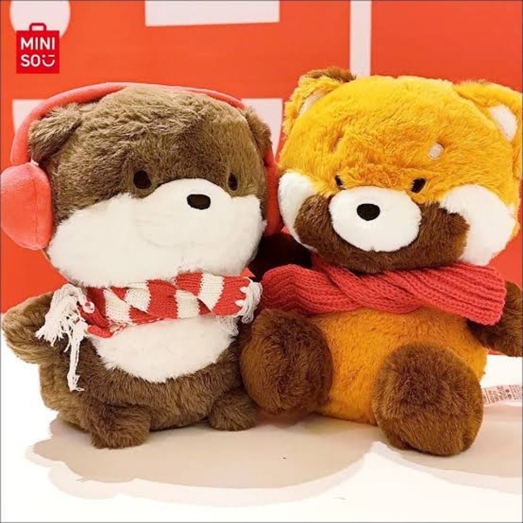 Miniso Miniwish Messenger Red Panda Plush Toy/Boneka Panda Merah Edisi Natal