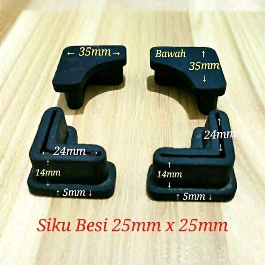 Karet Kaki Siku 2,5x2,5cm Karet Siku Besi 25mmx25mm