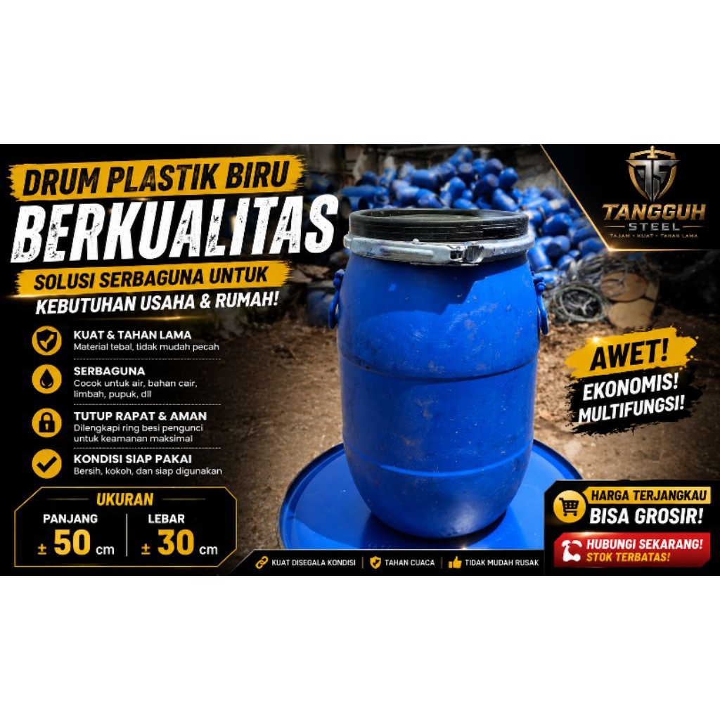 DRUM plastik 30 LITER GENTONG TEMPAT SAMPAH POLIGEN