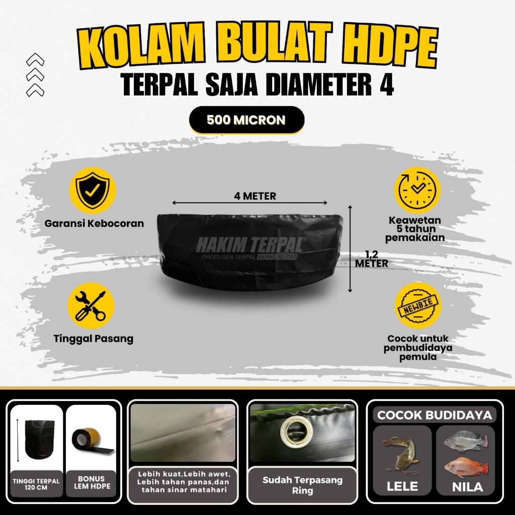 kolam bulat D4 terpal saja hdpe 500 mikron bioflok