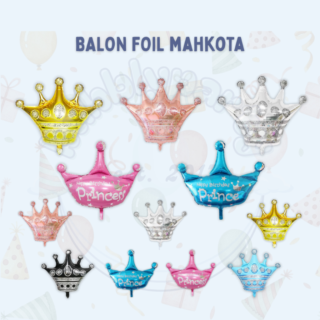 Balon Mahkota Prince Princess Dekorasi Ulang Tahun Anak Perempuan Laki Laki