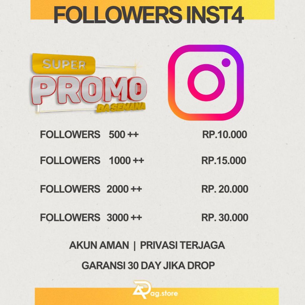 Followers Instagram Aktif mix user 500-3000 [Garansi100%]