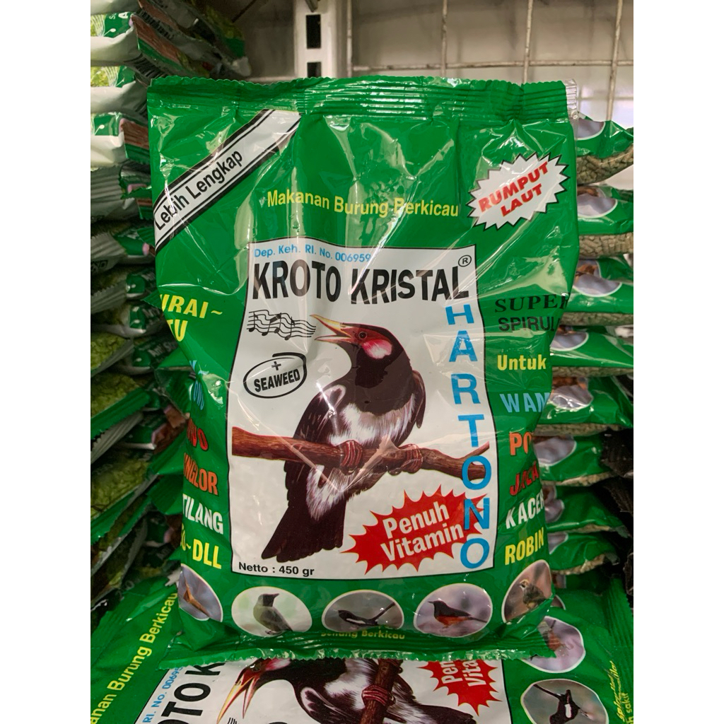 Kroto Kristal Hijau Hartono Pakan Burung Kicau