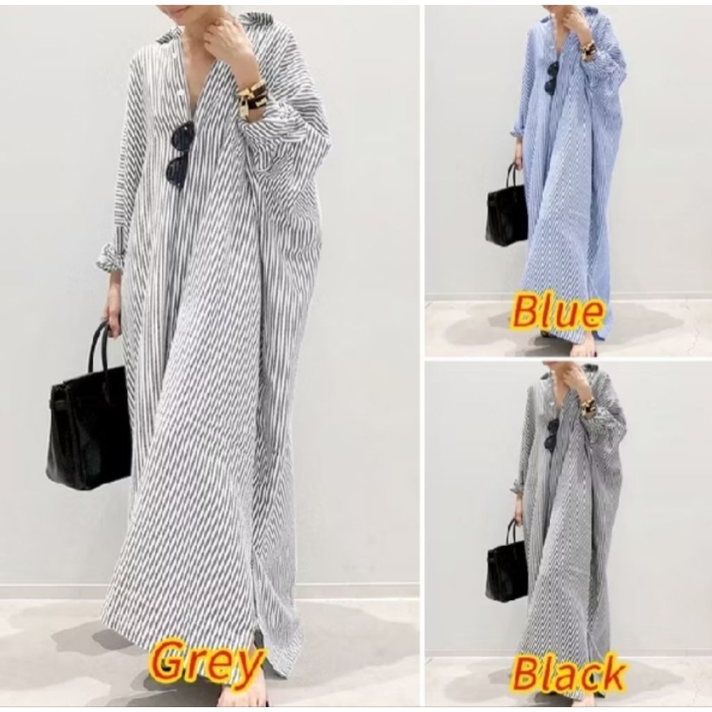 ZANZEA Women fashion Korea gaya vintage Maxi dress wanita lengan panjang oversize catton premium