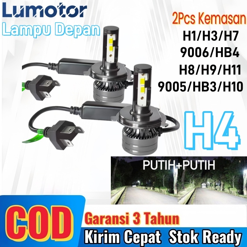 2Pcs Lampu Depan H4 Mobil LED Headlight 48Watt Untuk Avanza Xenia Brio