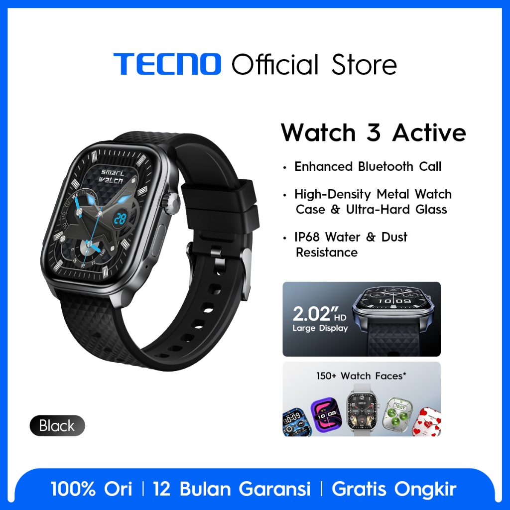 TECNO Watch 3 Active - Enhanced Bluetooth Call | 2.02" HD Large Display | Up to 12 Days of Battery Life - Gambar 2