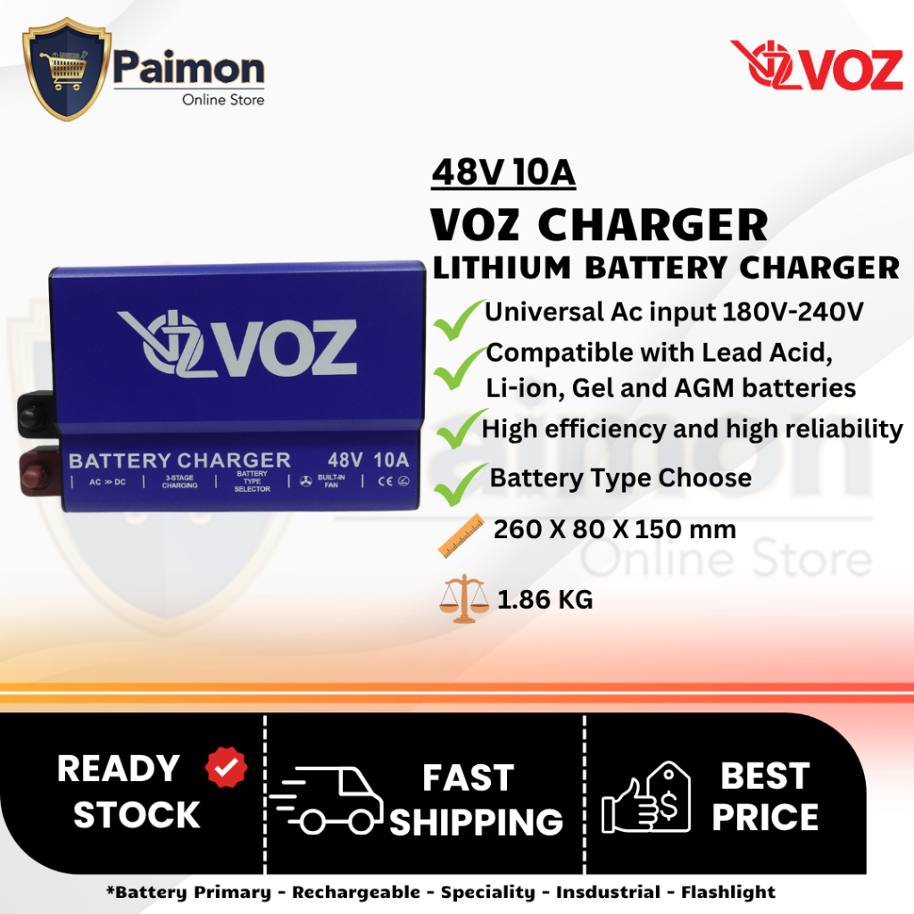 CHARGER VOZ LITHIUM BATTERY 48V 10A | LITHIUM BATTERY CHARGER 48V 10A