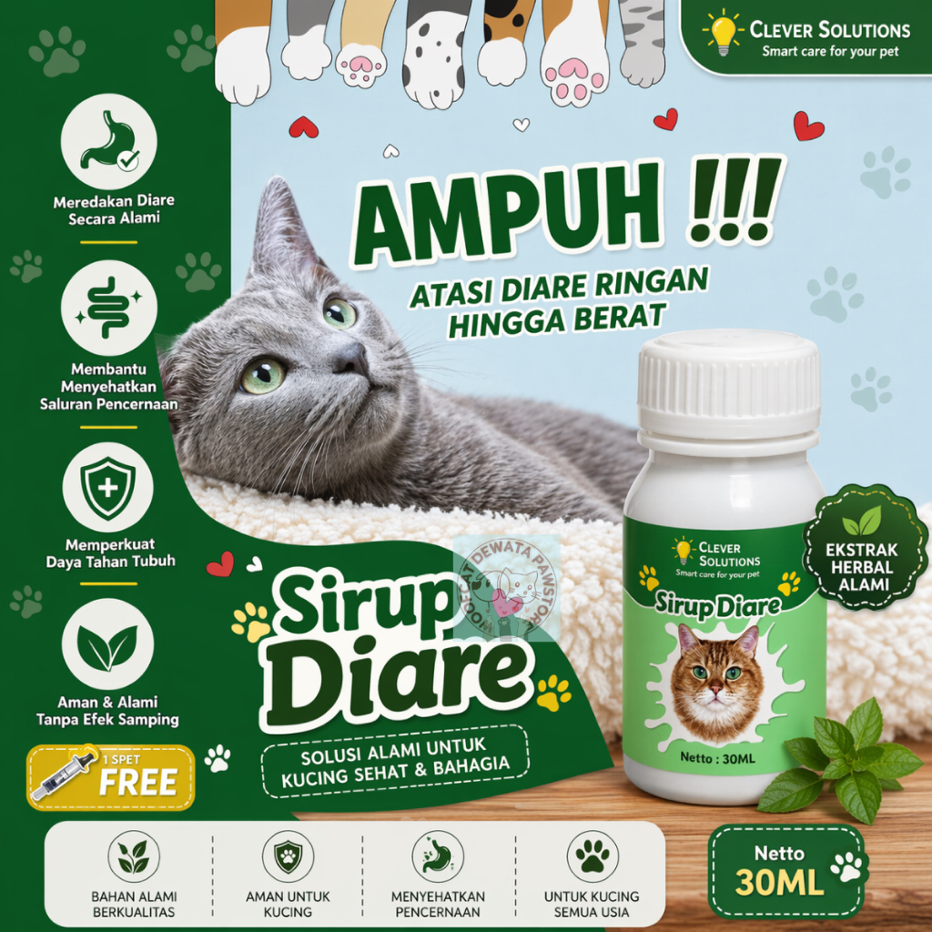 Clever Solutions - SIRUP DIARE Obat Sirup Diare Mencret Ampuh Anti Diare dan Mencret Kucing