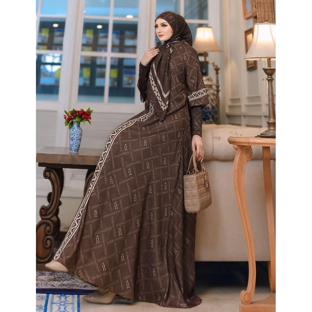 FALMI / CKP Series by Yodizein Syari / gamis set hijab printing premium / gamis mewah elegant rekome