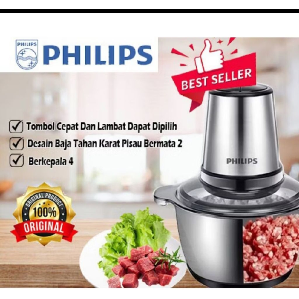 READY STOK COOPER BLENDER PHILIPS  CHOPPER PENGILANG DAGING DAN BUMBU BLENDER SERBA GUNA KAPASITAS 2