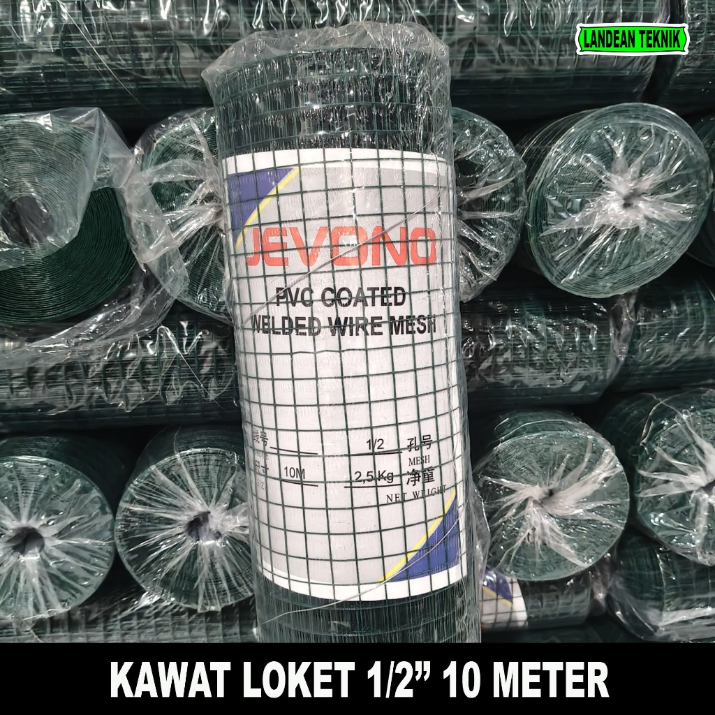 Kawat Loket Pvc 1/2'' 10 Meter Full / Kawat Ram / Kawat Ayakan / Kawat Kandang Ayam 1 Roll