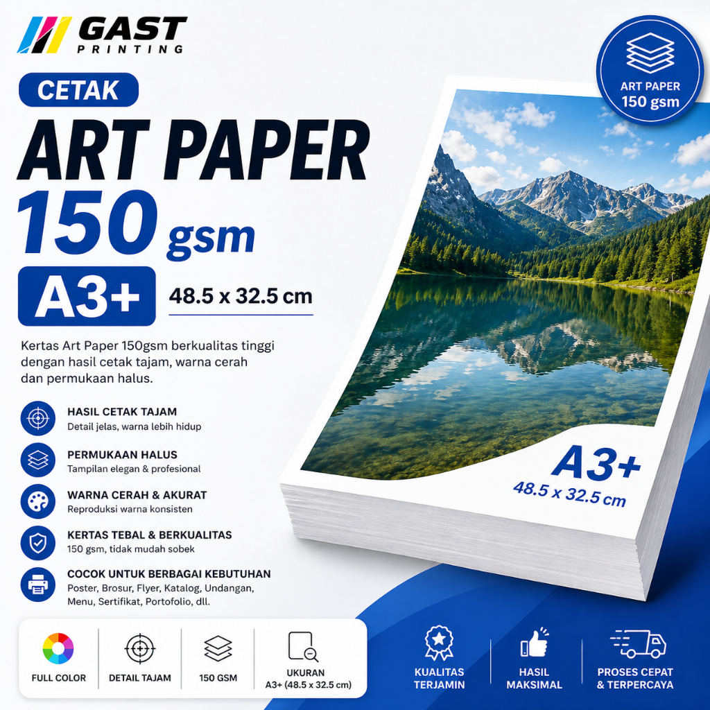 Cetak Bahan Art Paper 150gsm A3+  | Cetak Kertas Art Paper 150 gsm A3+