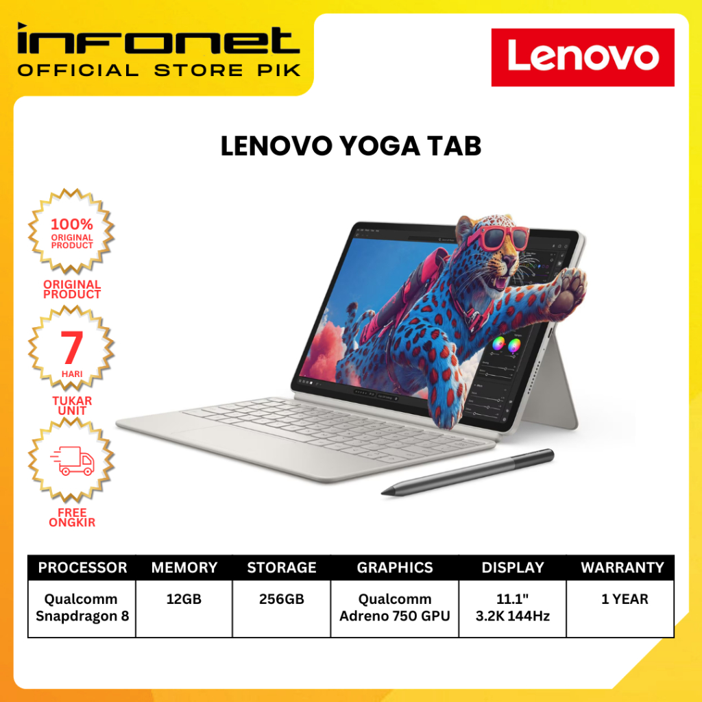 LENOVO YOGA TAB SNAPDRAGON 8 GEN 3 12GB 256GB UFS 4.0 11.1" 3.2K 144Hz TOUCH SEASHELL KB+PEN