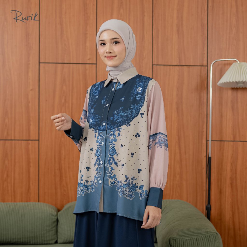 RURIK ADHA SERIES ADALET PRINT SHIRT - Kemeja Atasan Wanita Printing Terbaru