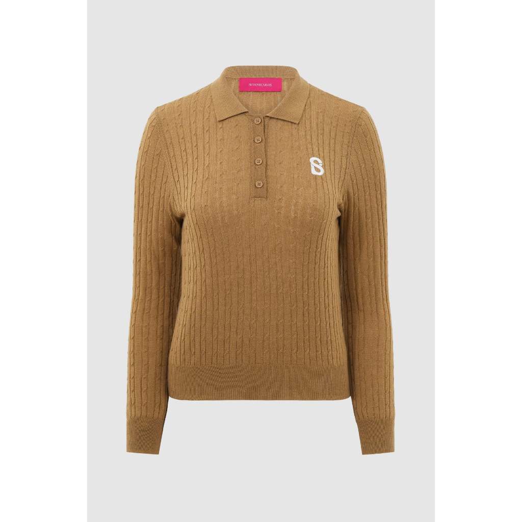 Everyday Knit Half Button - Camel