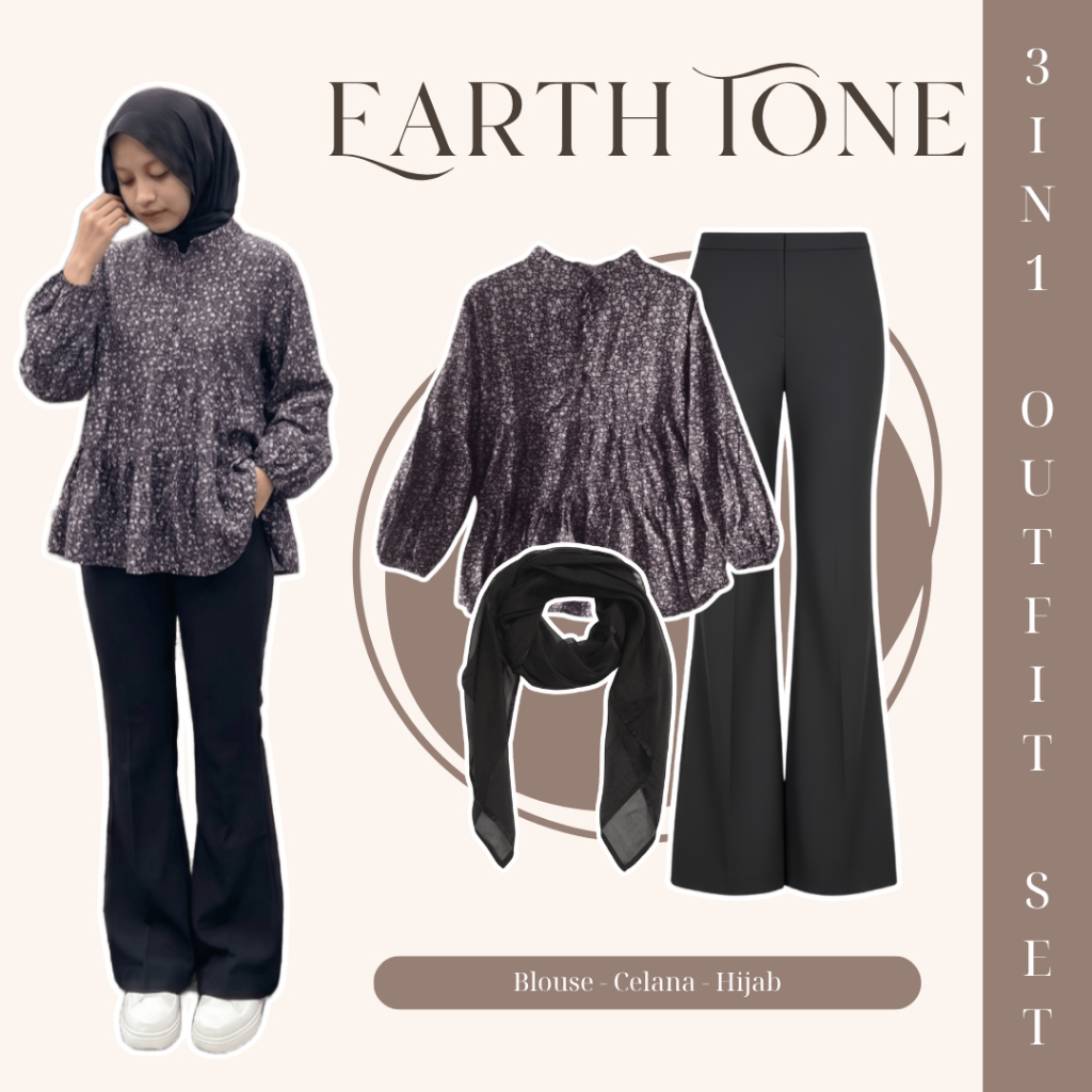 One Set Setelan Wanita | Blouse, Celana Cutbray, Hijab | Outfit Hijab, Baju Cewek, OOTD Wanita Hijab