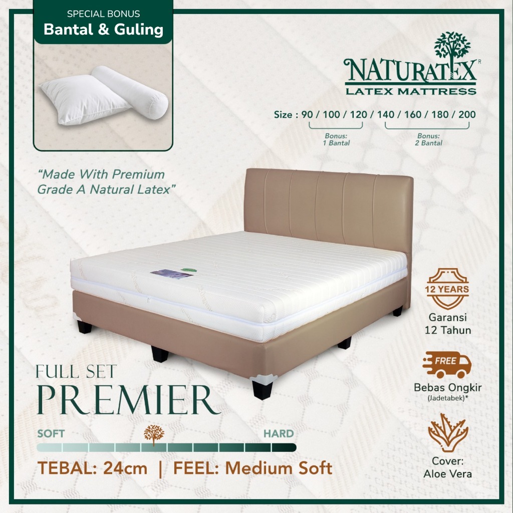 Full Set Kasur Latex Naturatex Premier Tebal 24cm