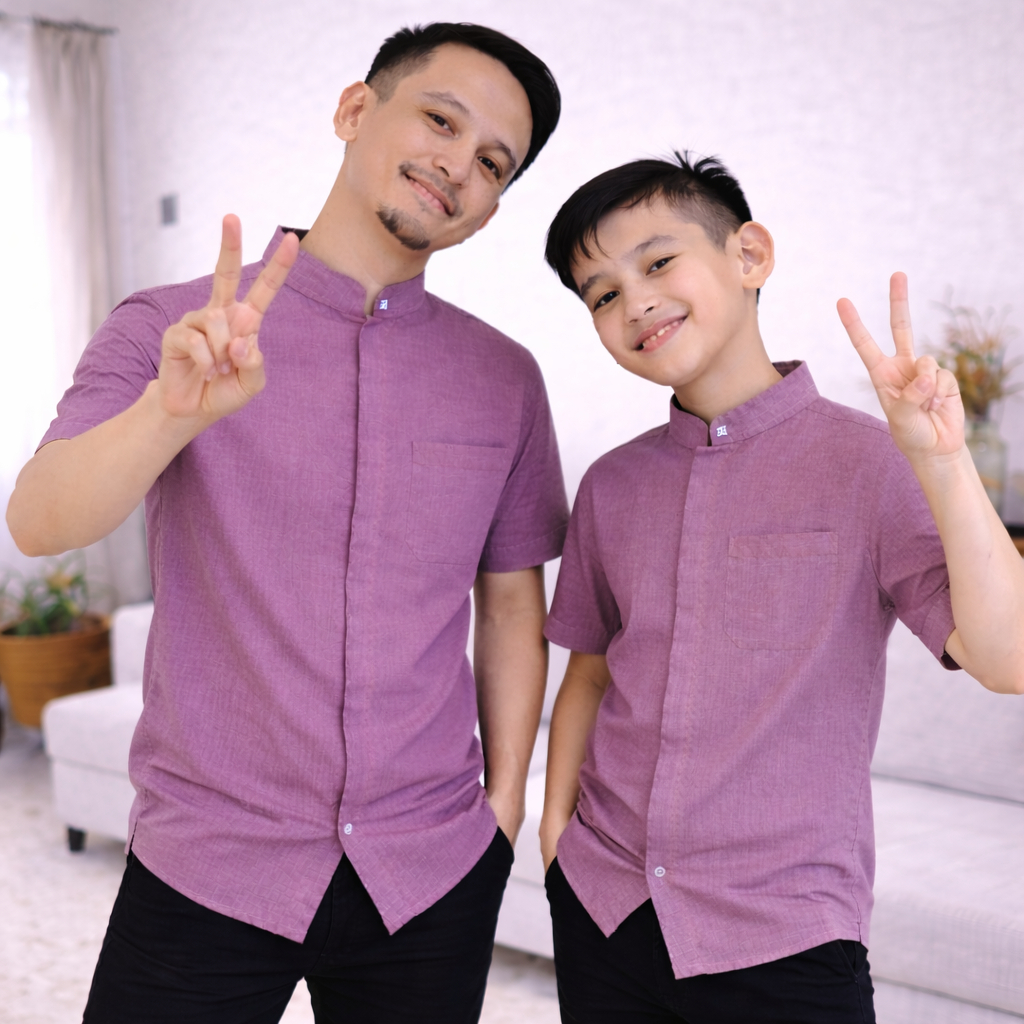KOKOKI Baju Koko Pria Lengan Pendek Lilac Dobby Premium Nyaman Dipakai