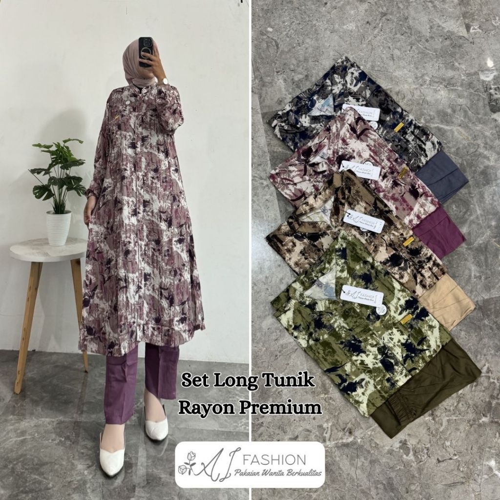SETELAN LONG TUNIK/SETLONG RAYON TWILL AI FASHION