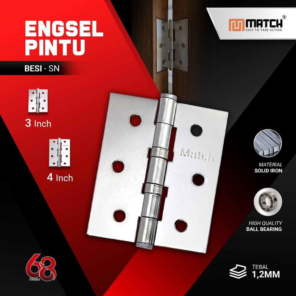 MATCH Door Hinge Engsel Pintu 3 4 5 inch | Engsel Jendela | Engsel Besi Lemari Kuat Tebal