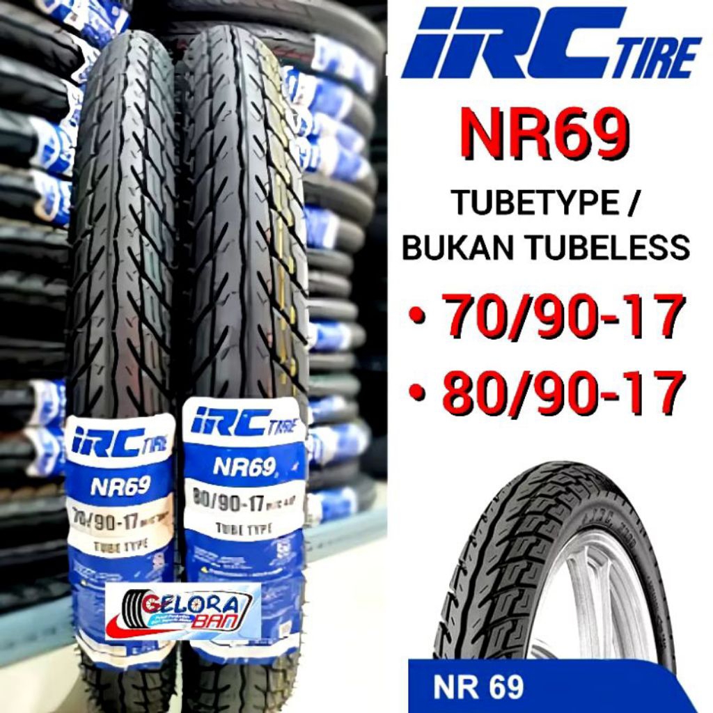 paket sepasang ban IRC tire nr69 ring 17 ukuran 70/90 dan 80/90 original motor bebek