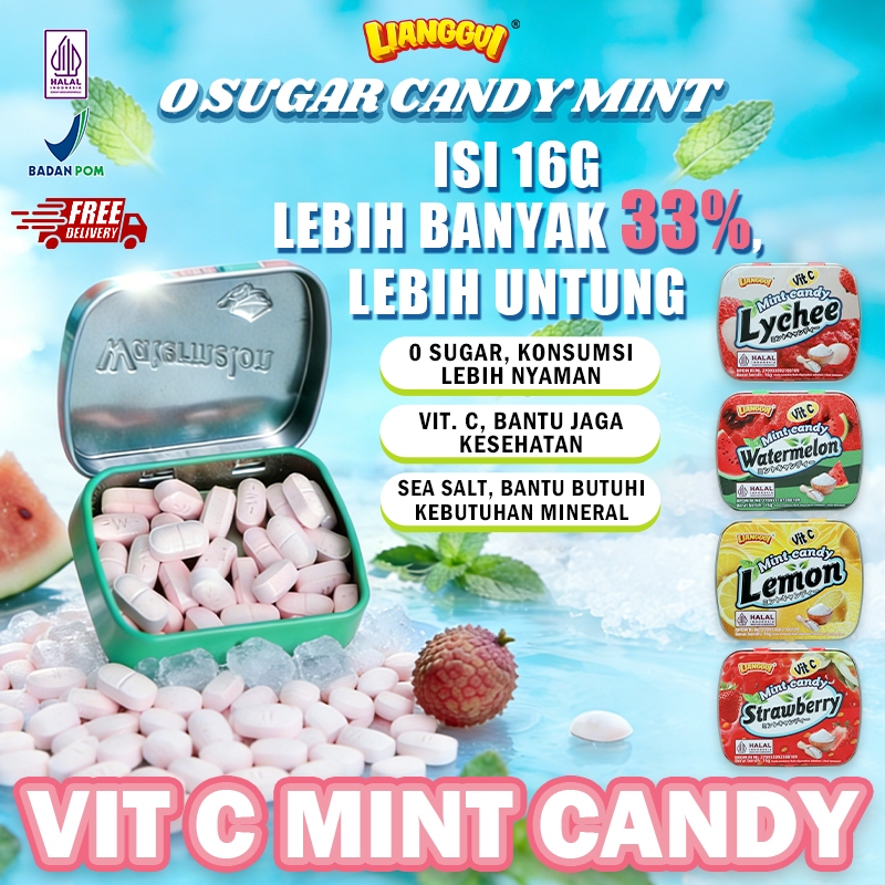 LIANGGUI - Permen Mint Halal Vit C Garam Laut Import Camilan Snack Harian Varian Rasa Nafas Segar