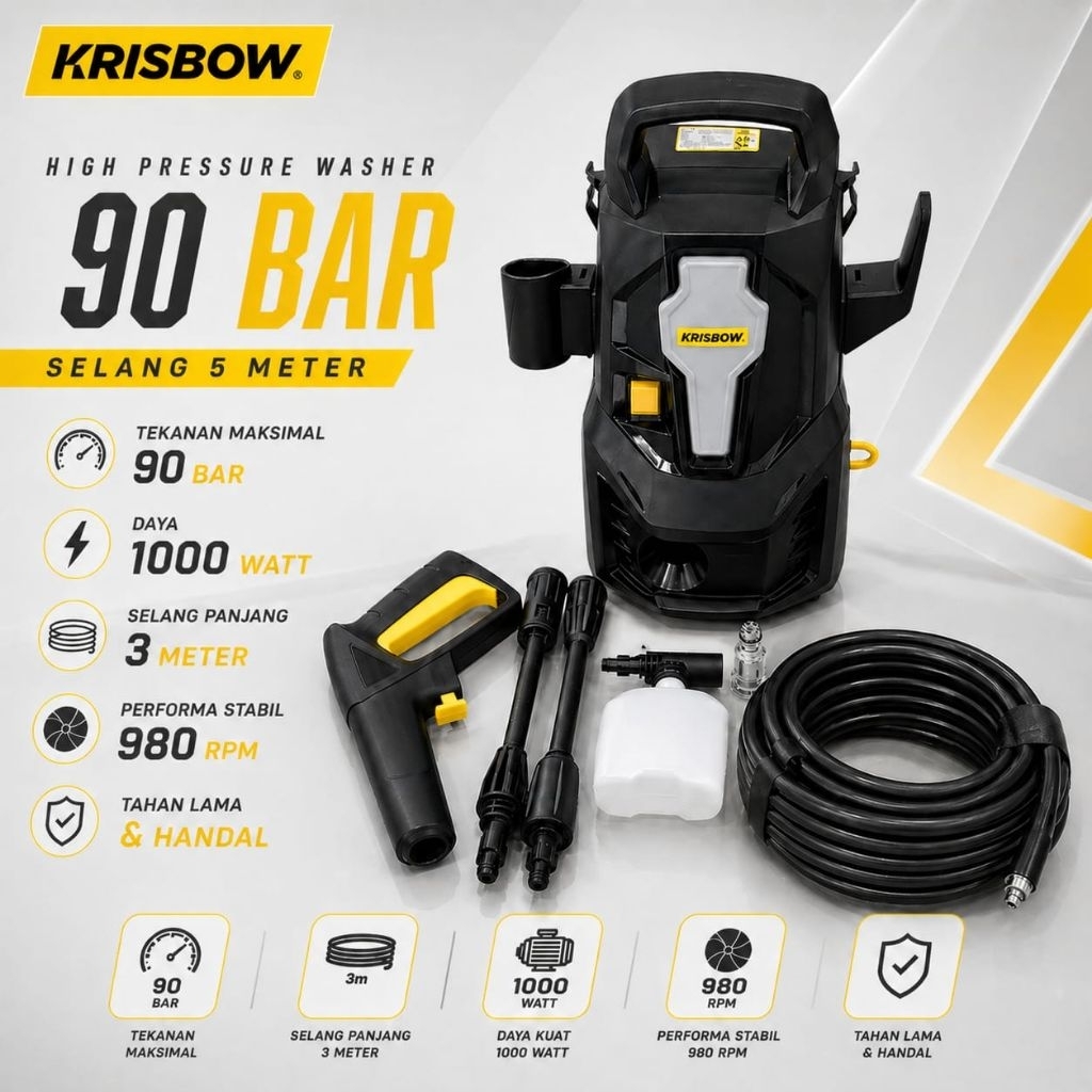 ORIGINAL KRISBOW HIGH PRESSURE CLEANER 90 & 100 BAR / HIGH PRESSURE 90 BAR / HIGH PRESSURE 100BAR / 