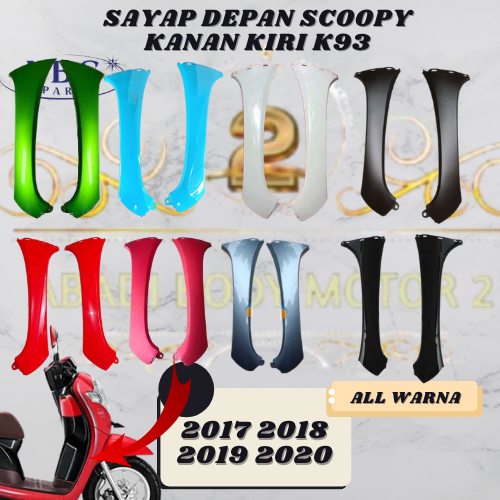 cover sayap kap depan kap body depan  Scoopy fi esp k93 donat  2017 2018 2019 hitam merah putih mera