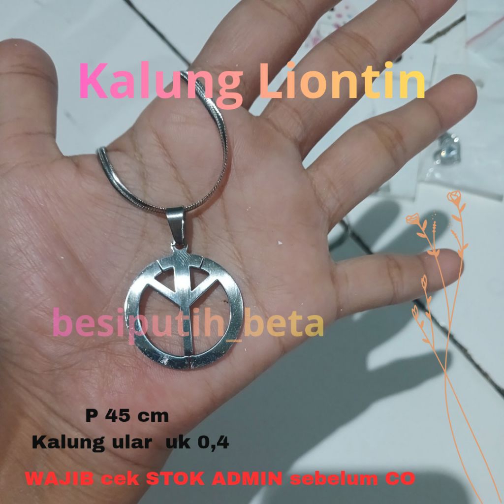kalung luontin besi putih ambon besi putih asli