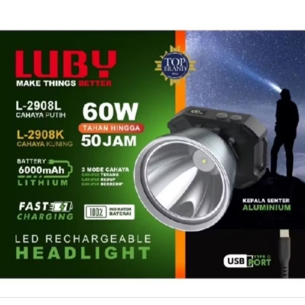 SENTER KEPALA LUBY / HEAD LAMP 60 WATT / 80 WATT
