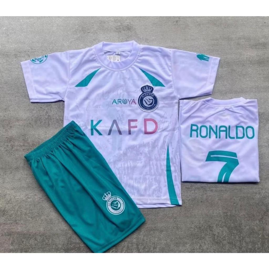 BAJU BOLA ANAK AL NASSR PUTIH / SETELAN BAJU BOLA RONALDO AL NASSR TERBARU DAN TERLARIS 2026-2027