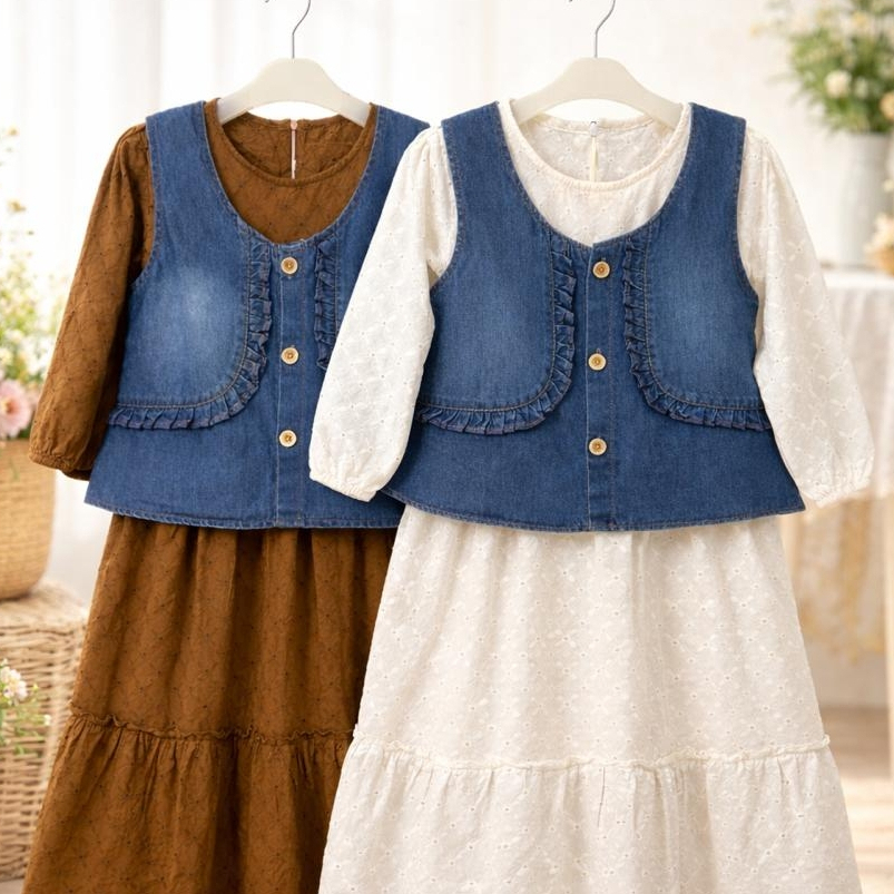 GAMIS ANAK-ANAK/ GAMIS ANAK PEREMPUAN/ GAMIS ROMPI DENIM