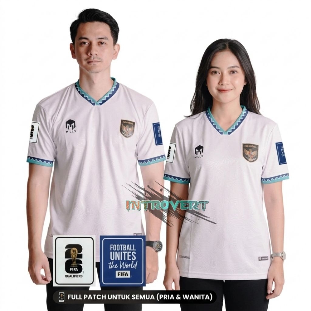 Baju Jersey Timnas Indonesia Mills Authentic Men Girls White Unisex