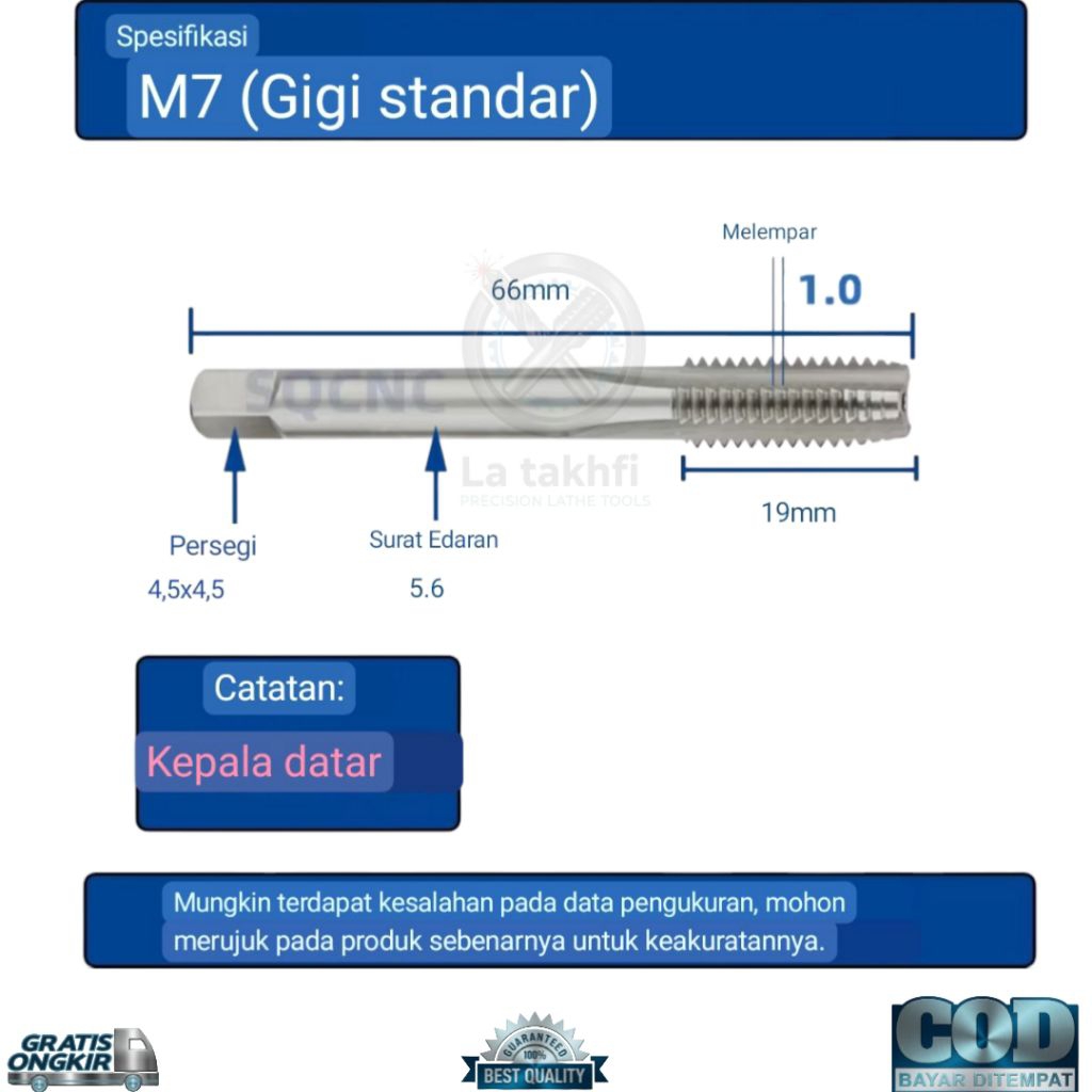 2 pcs Tap hand tap tap baut 11 drat m7x1.0 kunci 11 bukan baut 10 m6x1.0