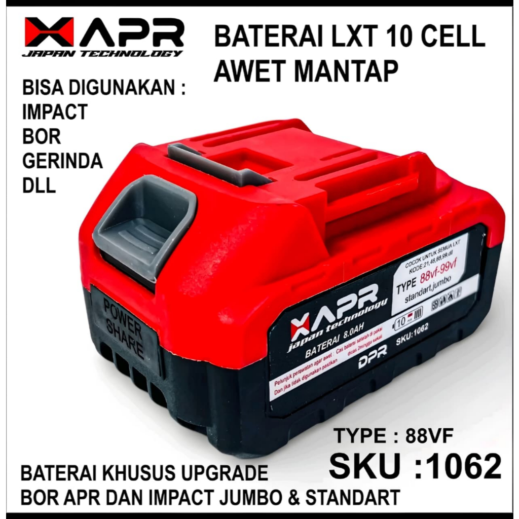 BATERAI IMPACT 88Vf 1062  MERAH APR ORIGINAL BATERAI IMPACT XAPR 88V