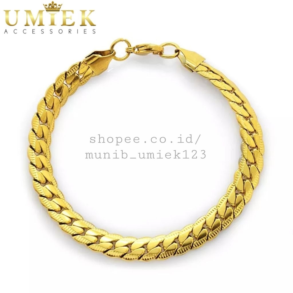 Gelang Titanium pria wanita Rantai asli sisik naga rante emas gold kuning laki laki perempuan cowok 
