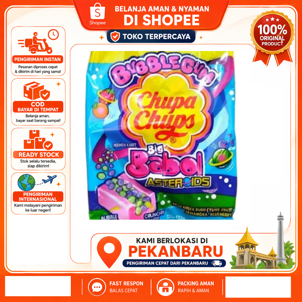 [SDW] pekanbaru/40 Permen Karet Chupa Chups Big Babol Asteroids Bubble Gum Soft Candy Halal